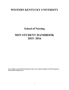 MSN STUDENT HANDBOOK 2015- 2016 WESTERN KENTUCKY UNIVERSITY