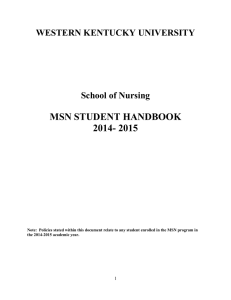 MSN STUDENT HANDBOOK 2014- 2015 WESTERN KENTUCKY UNIVERSITY