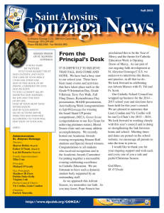 Gonzaga News Saint Aloysius From the Principal’s Desk