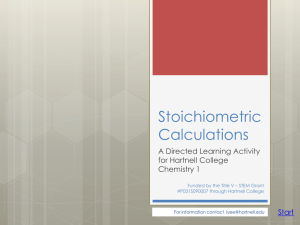Stoichiometric Calculations A Directed Learning Activity for Hartnell College