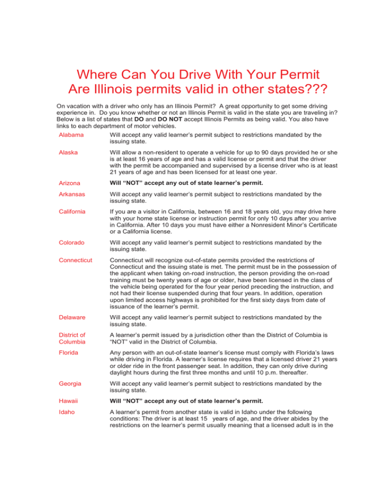 Where Can You Drive With Your Permit