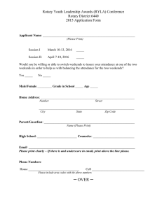 Rotary Youth Leadership Awards (RYLA) Conference Rotary District 6440 2015 Application Form