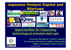 Japanese Venture Capital and Start-ups Opportunities for supporting technological-oriented start-ups