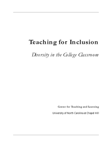 Teaching for Inclusion Diversity in the College Classroom