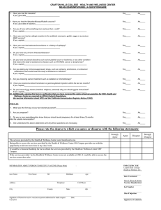 CRAFTON HILLS COLLEGE - HEALTH AND WELLNESS CENTER MEASLES/MUMPS/RUBELLA QUESTIONNAIRE