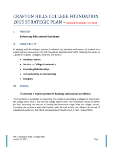 CRAFTON HILLS COLLEGE FOUNDATION 2015 STRATEGIC PLAN – I. MISSION