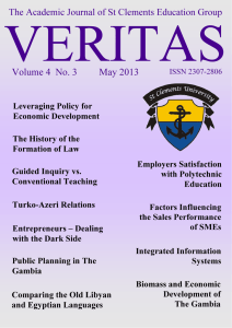 VERITAS  Volume 4  No. 3      ... The Academic Journal of St Clements Education Group