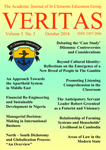 VERITAS  Volume 5  No. 3      ... The Academic Journal of St Clements Education Group