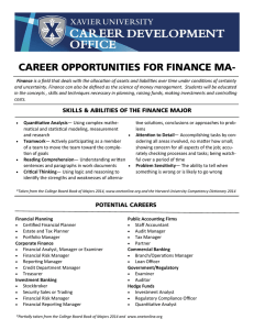 CAREER OPPORTUNITIES FOR FINANCE MA-