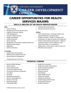 CAREER OPPORTUNITIES FOR HEALTH SERVICES MAJORS