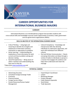 CAREER OPPORTUNITIES FOR INTERNATIONAL BUSINESS MAJORS