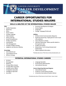 CAREER OPPORTUNITIES FOR INTERNATIONAL STUDIES MAJORS