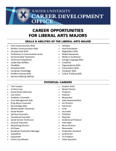 CAREER OPPORTUNITIES FOR LIBERAL ARTS MAJORS