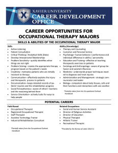 CAREER OPPORTUNITIES FOR OCCUPATIONAL THERAPY MAJORS