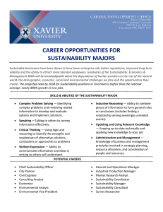 CAREER OPPORTUNITIES FOR SUSTAINABILITY MAJORS