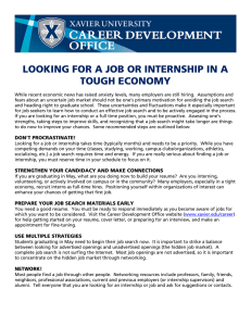 LOOKING FOR A JOB OR INTERNSHIP IN A TOUGH ECONOMY