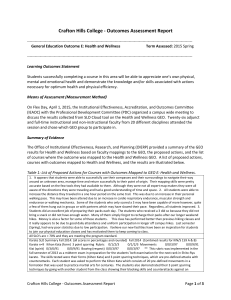 Crafton Hills College - Outcomes Assessment Report