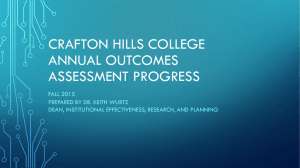 CRAFTON HILLS COLLEGE ANNUAL OUTCOMES ASSESSMENT PROGRESS FALL 2015