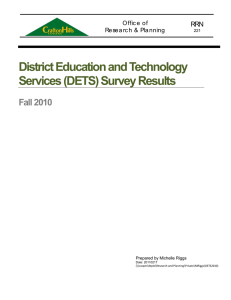 District Education and Technology Services (DETS) Survey Results Fall 2010 RRN