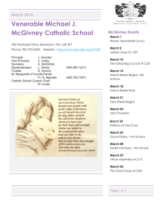 Venerable Michael J. McGivney Catholic School March 2016 McGivney Events