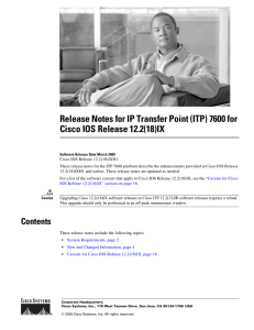 Release Notes for IP Transfer Point (ITP) 7600 for