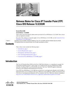 Release Notes for Cisco IP Transfer Point (ITP)