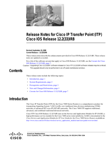 Release Notes for Cisco IP Transfer Point (ITP)