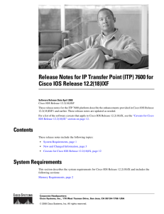 Release Notes for IP Transfer Point (ITP) 7600 for