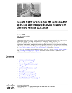 Release Notes for Cisco 2600 XM Series Routers