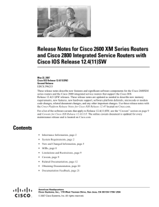 Release Notes for Cisco 2600 XM Series Routers