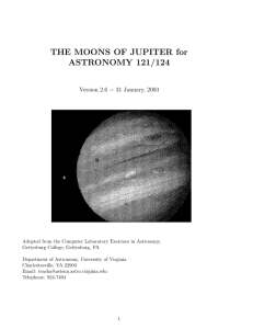 THE MOONS OF JUPITER for ASTRONOMY 121/124