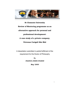 St Clements University Review of Mentoring programme as an