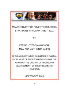 AN ASSESSMENT OF POVERTY REDUCTION STRATEGIES IN NIGERIA (1983 – 2002)