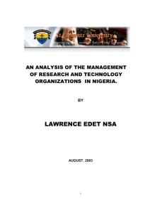 LAWRENCE EDET NSA AN ANALYSIS OF THE MANAGEMENT OF RESEARCH AND TECHNOLOGY
