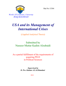 USA and its Management of International Crises Submitted by