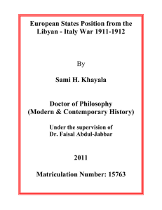 European States Position from the Libyan - Italy War 1911-1912