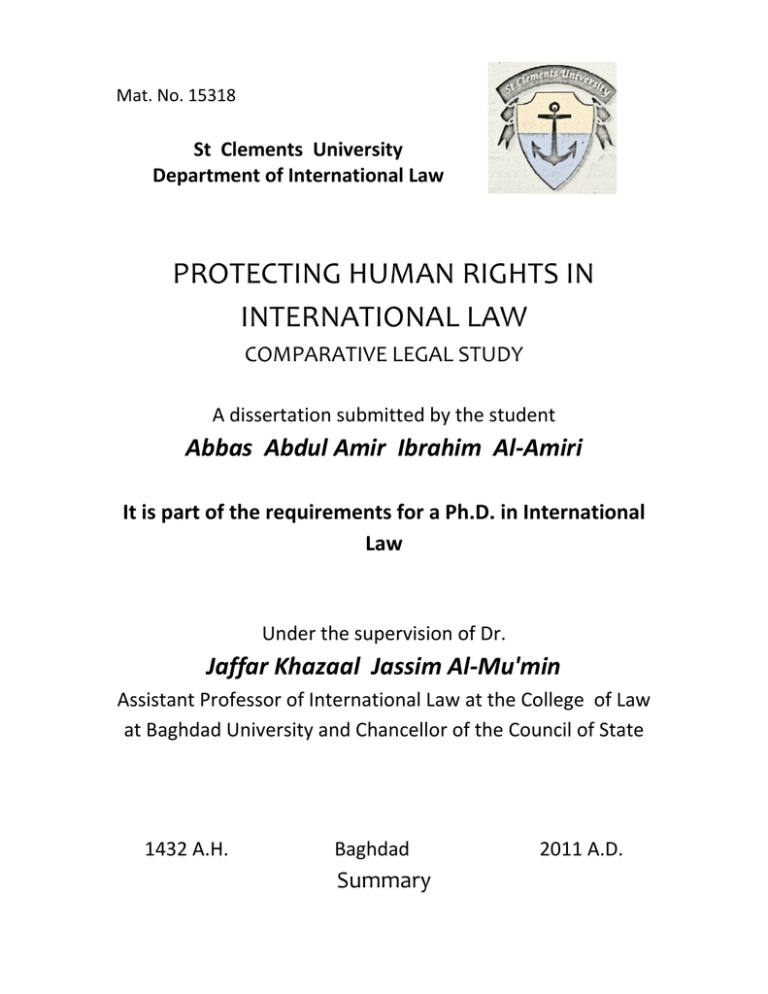 PROTECTING HUMAN RIGHTS IN INTERNATIONAL LAW 