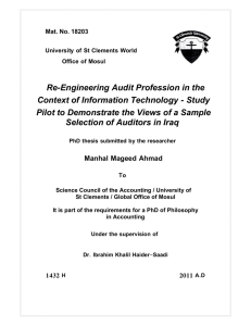 Re-Engineering Audit Profession in the Context of Information Technology - Study
