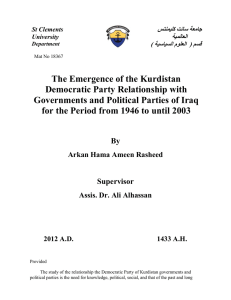 The Emergence of the Kurdistan Democratic Party Relationship with