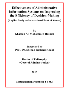 Effectiveness of Administrative Information Systems on Improving the Efficiency of Decision-Making