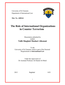 The Role of International Organizations in Counter Terrorism  Talib Shaghati Mashari Alkenani