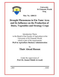 Drought Phenomena in Ein Tamr Area  Dates, Vegetables and Strategy Crops