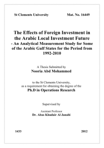 The Effects of Foreign Investment in the Arabic Local Investment Future
