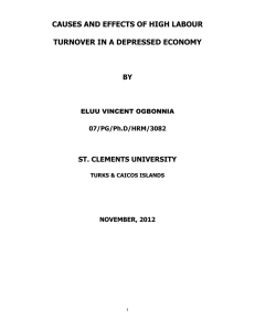 CAUSES AND EFFECTS OF HIGH LABOUR TURNOVER IN A DEPRESSED ECONOMY  BY