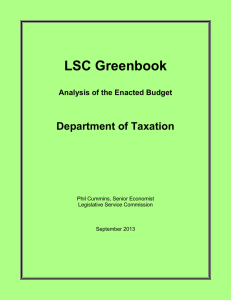 LSC Greenbook Department of Taxation Analysis of the Enacted Budget