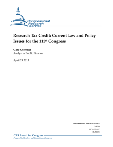 Research Tax Credit: Current Law and Policy Issues for the 113 Congress