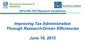 Improving Tax Administration Through Research-Driven Efficiencies  June 18, 2015