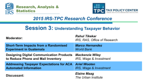 Session 3: 2015 IRS-TPC Research Conference  Understanding Taxpayer Behavior