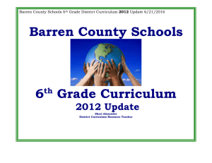 Barren County Schools  6 Grade Curriculum