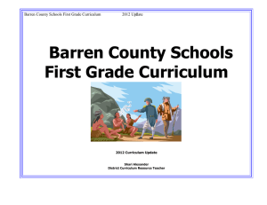 Barren County Schools First Grade Curriculum